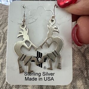 Southwest Kokopelli Sterling Silver Pierced  Earrings